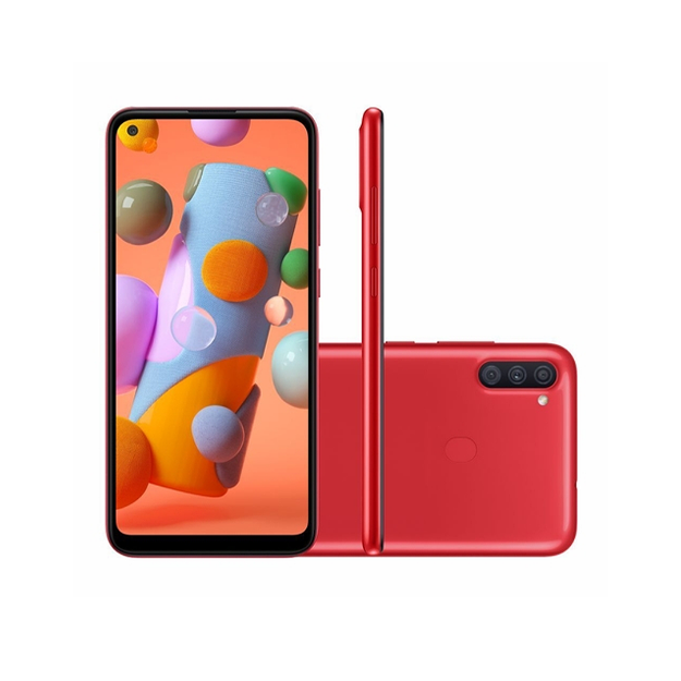 Smartphone Samsung Galaxy A11 64GB Vermelho 4G - Octa-Core 3GB RAM 6,4” Câm. Tripla + Selfie 8MP - Galaxy A11